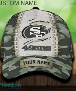San Francisco 49ers 3D Hat And Cap Beach Design Camo Green For Fans Gift Custom Name San Francisco 49ers 3D Hat And Cap Beach Design Camo Green For Fans Gift Custom Name