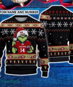 San Francisco 49ers 3D Ugly Christmas Sweater Grinch Funny Custom Number And Name