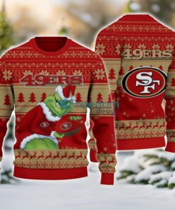 San Francisco 49ers Grinch Ugly Christmas Sweater With Team Logo 3D Printed Christmas Sweater Gift