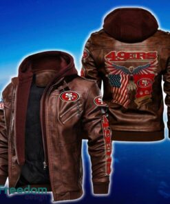 San Francisco 49ers NFL Eagle 2D Leather Jacket Black And Brown Color - San Francisco 49ers NFL Eagle Leather Jacket_2