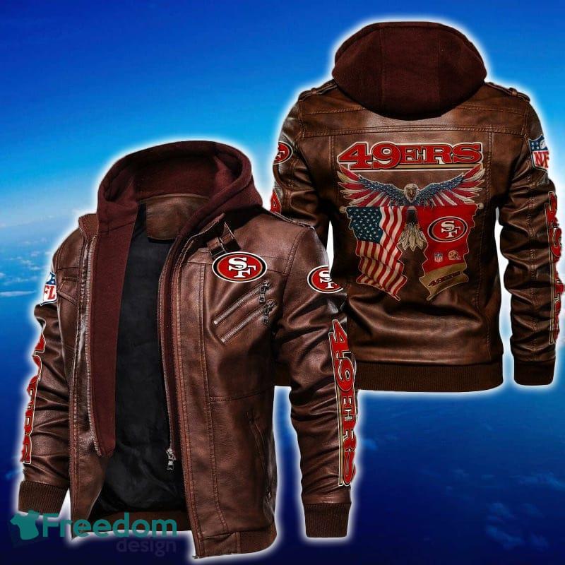 San Francisco 49ers NFL Eagle 2D Leather Jacket Black And Brown Color image San Francisco 49ers NFL Eagle 2D Leather Jacket Black And Brown Color - San Francisco 49ers NFL Eagle Leather Jacket_2