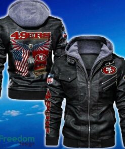 San Francisco 49ers NFL Eagle 2D Leather Jacket Black And Brown Color