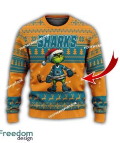 San Jose Sharks Player Grinch Knitted Christmas Sweater Gift Holidays