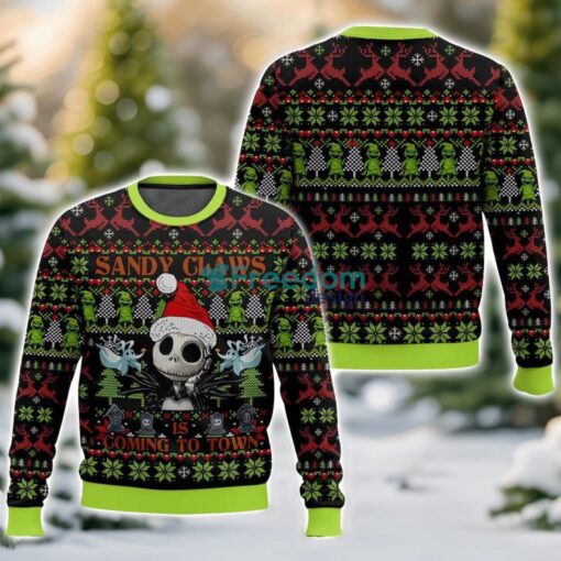 Sandy Claws Is Coming To Town Jack Skellington The Nightmare Before Christmas Ugly Sweater 3D Printed Sweater Christmas Gift - 1