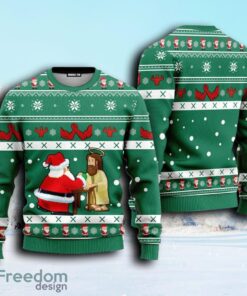 Santa And Jesus Ugly Christmas Sweater For Men And Women