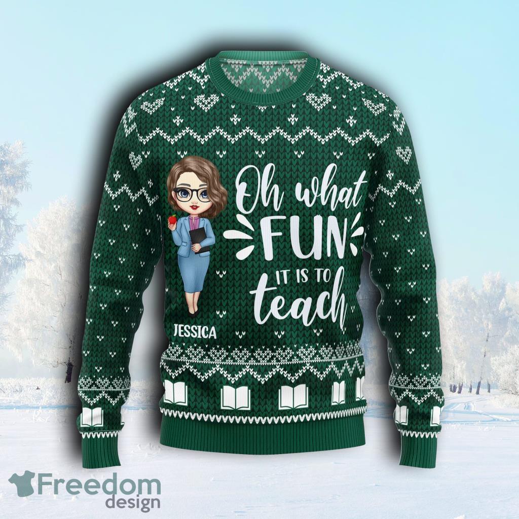 Santas Favorite Teacher Personalized Ugly Sweater Christmas, Birthday, Funny Gift For Teacher image Santas Favorite Teacher Personalized Ugly Sweater Christmas, Birthday, Funny Gift For Teacher Product Photo 1