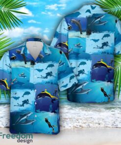 Scuba Diving With Dolphins Hawaiian Shirt Hoilday Gift