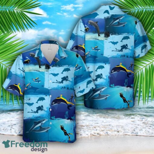 Scuba Diving With Dolphins Hawaiian Shirt Hoilday Gift Product Photo 1