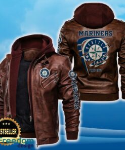 Seattle Mariners Leather Jacket Black And Brown Color For Men And Women Gift Fans All OVer Print Gift Fans - Seattle Mariners Leather Jacket_2