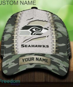 Seattle Seahawks 3D Hat And Cap Beach Design Camo Green For Fans Gift Custom Name