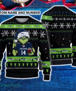 Seattle Seahawks 3D Ugly Christmas Sweater Grinch Funny Custom Number And Name