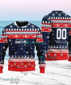 Seattle Seahawks Merry Christmas Ugly Sweater New Designs Gift For Fans Custom Name And Number