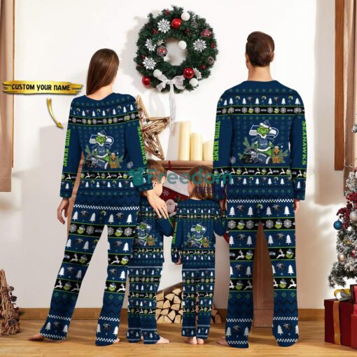 Seattle Seahawks Pajamas Sport Team Pajama Set Christmas Gift For Family Custom Name Unique Gift Product Photo 2