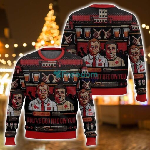 Shaun of the Dead, You’ve Got Red on You Christmas Ugly Sweater 3D Printed Sweater Christmas Gift - Shaun of the Dead, You’ve Got Red on You Christmas Ugly Sweater-3