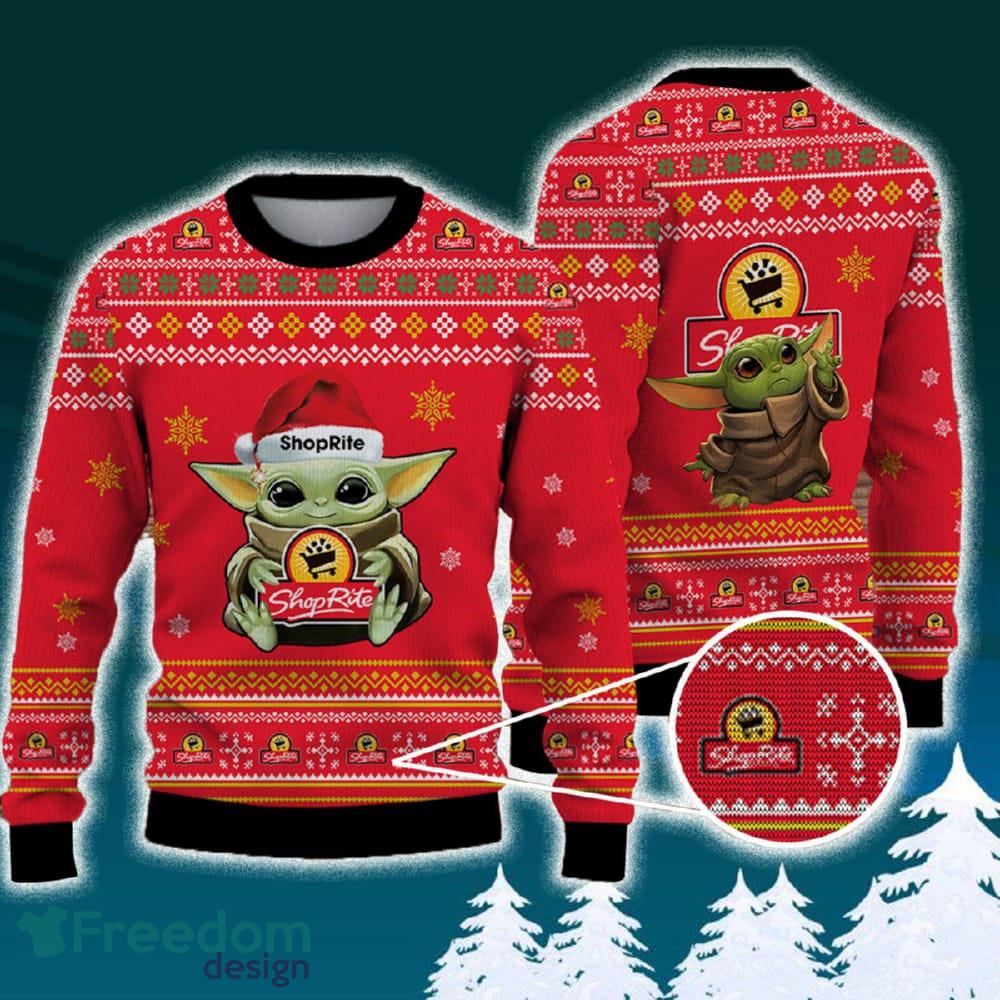 Shoprite Baby Yoda Santa Hat Funny Brands Logo 3D Sweater For Men Women Fans Gift Christmas image Shoprite Baby Yoda Santa Hat Funny Brands Logo 3D Sweater For Men Women Fans Gift Christmas - Shoprite Baby Yoda Santa Hat Funny Brands Logo 3D Sweater For Men Women Fans Gift Christmas