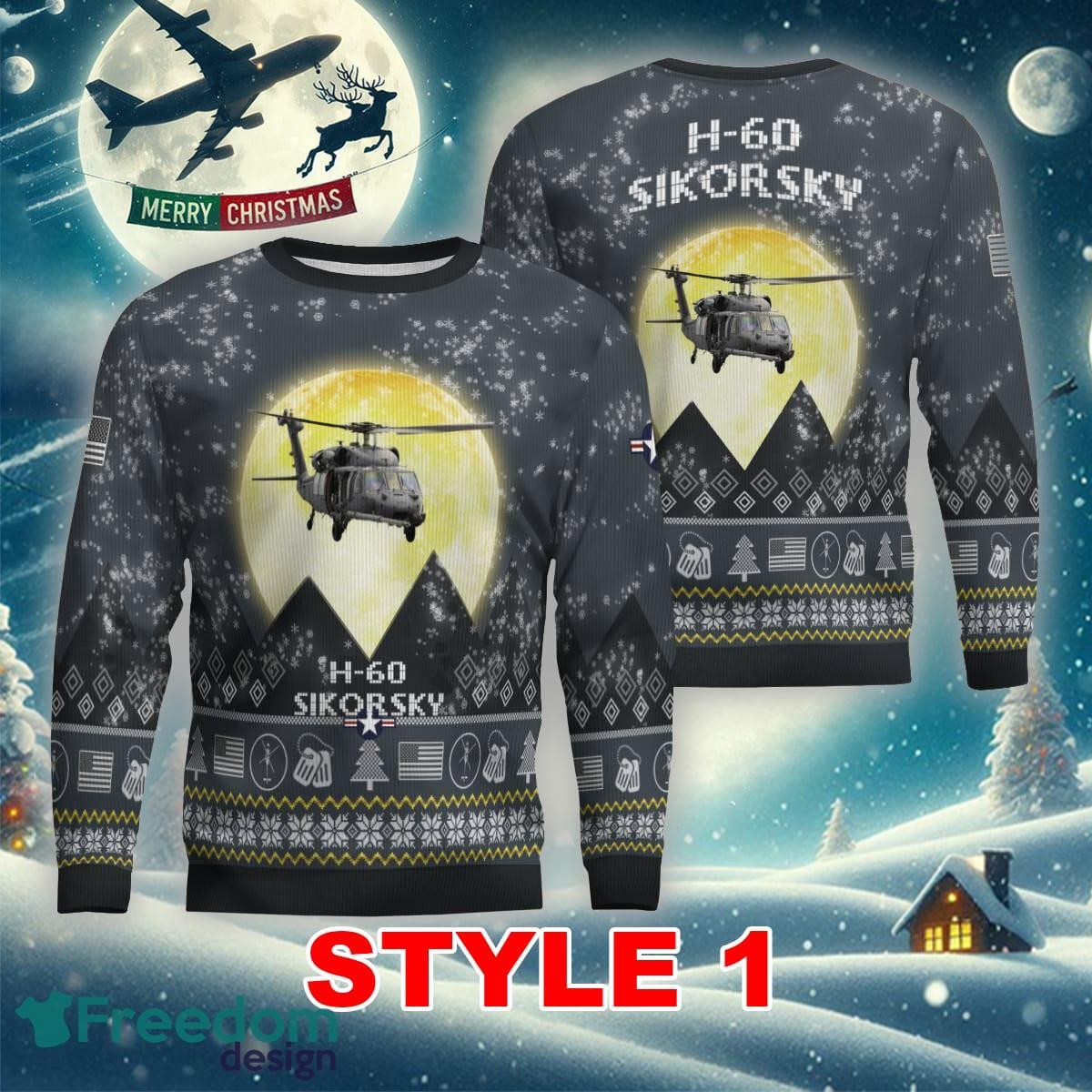 Sikorsky H 60 H60 Aircraft Moonlight Multi Color Ugly Christmas Sweater Gift For Men And Women image Sikorsky H-60 H60 Aircraft Moonlight Multi Color Ugly Christmas Sweater Gift For Men And Women - Sikorsky H-60 H60 Aircraft Moonlight Ugly Christmas Sweater_1