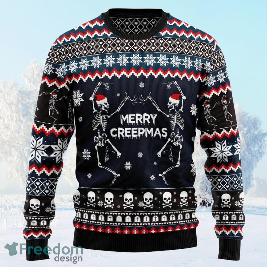 Skeleton Merry Creepmas Ugly Christmas Sweater, Christmas Gift For Guitar Lover image Skeleton Merry Creepmas Ugly Christmas Sweater, Christmas Gift For Guitar Lover Product Photo 1