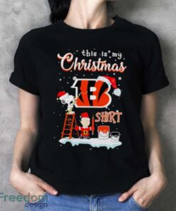 Snoopy and Charlie Brown Santa Cincinnati Bengals this is my Christmas shirt - Ladies T-Shirt