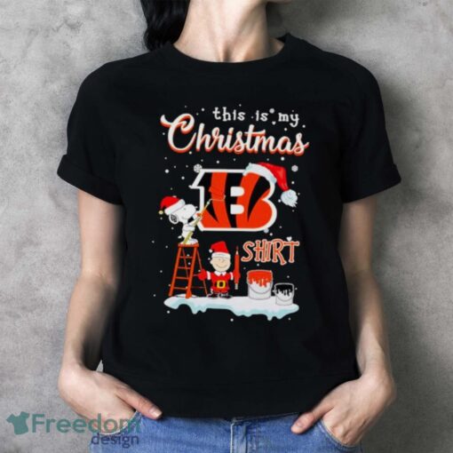 Snoopy and Charlie Brown Santa Cincinnati Bengals this is my Christmas shirt - Ladies T-Shirt