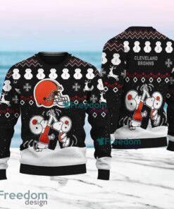 Snoopy And Friend Cleveland Browns Christmas Ugly Sweater 3D For Fans
