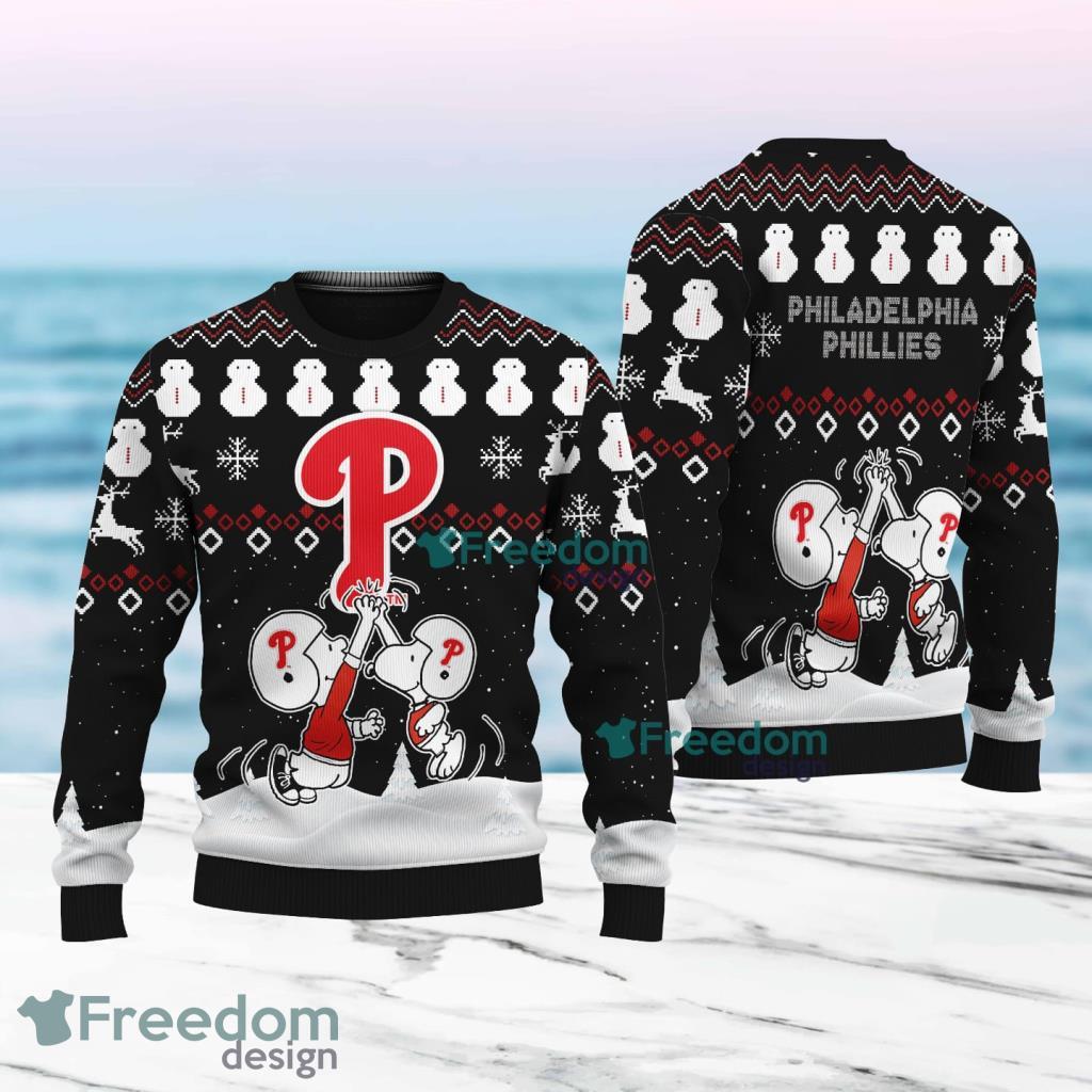 Snoopy And Friend Philadelphia Phillies Christmas Ugly Sweater 3D For Fans image Snoopy And Friend Philadelphia Phillies Christmas Ugly Sweater 3D For Fans Product Photo 1