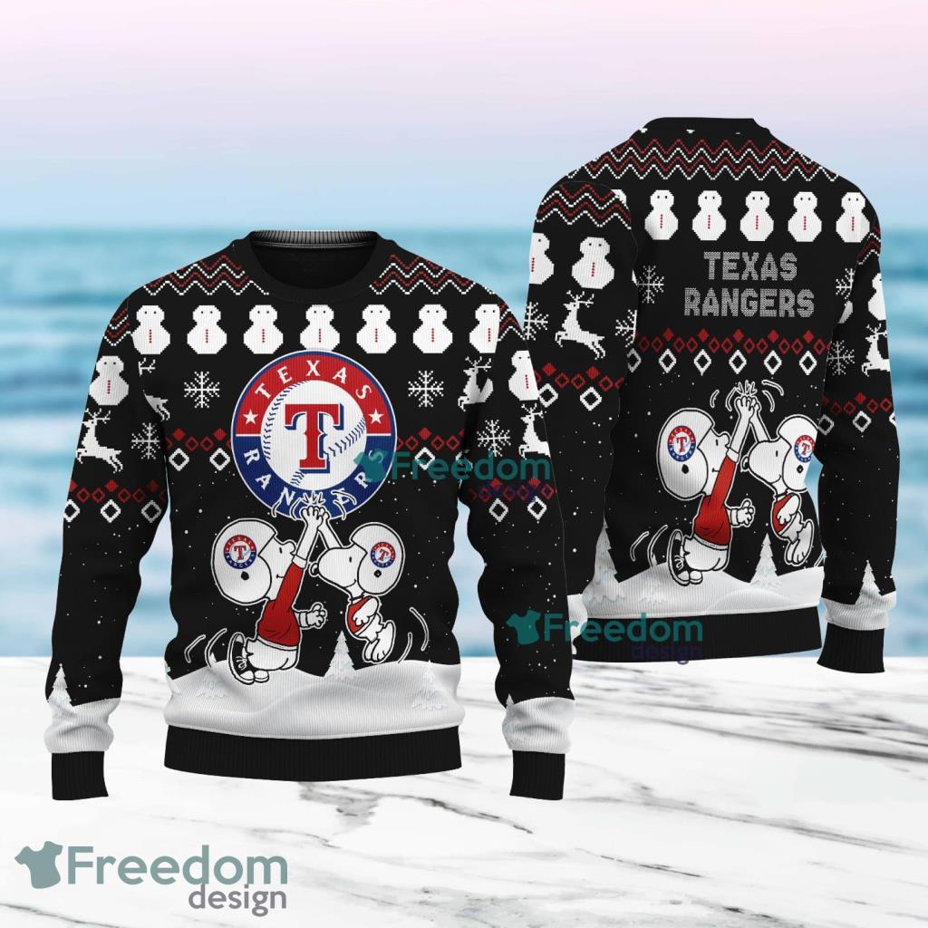 Snoopy And Friend Texas Rangers Christmas Ugly Sweater 3D For Fans image Snoopy And Friend Texas Rangers Christmas Ugly Sweater 3D For Fans Product Photo 1