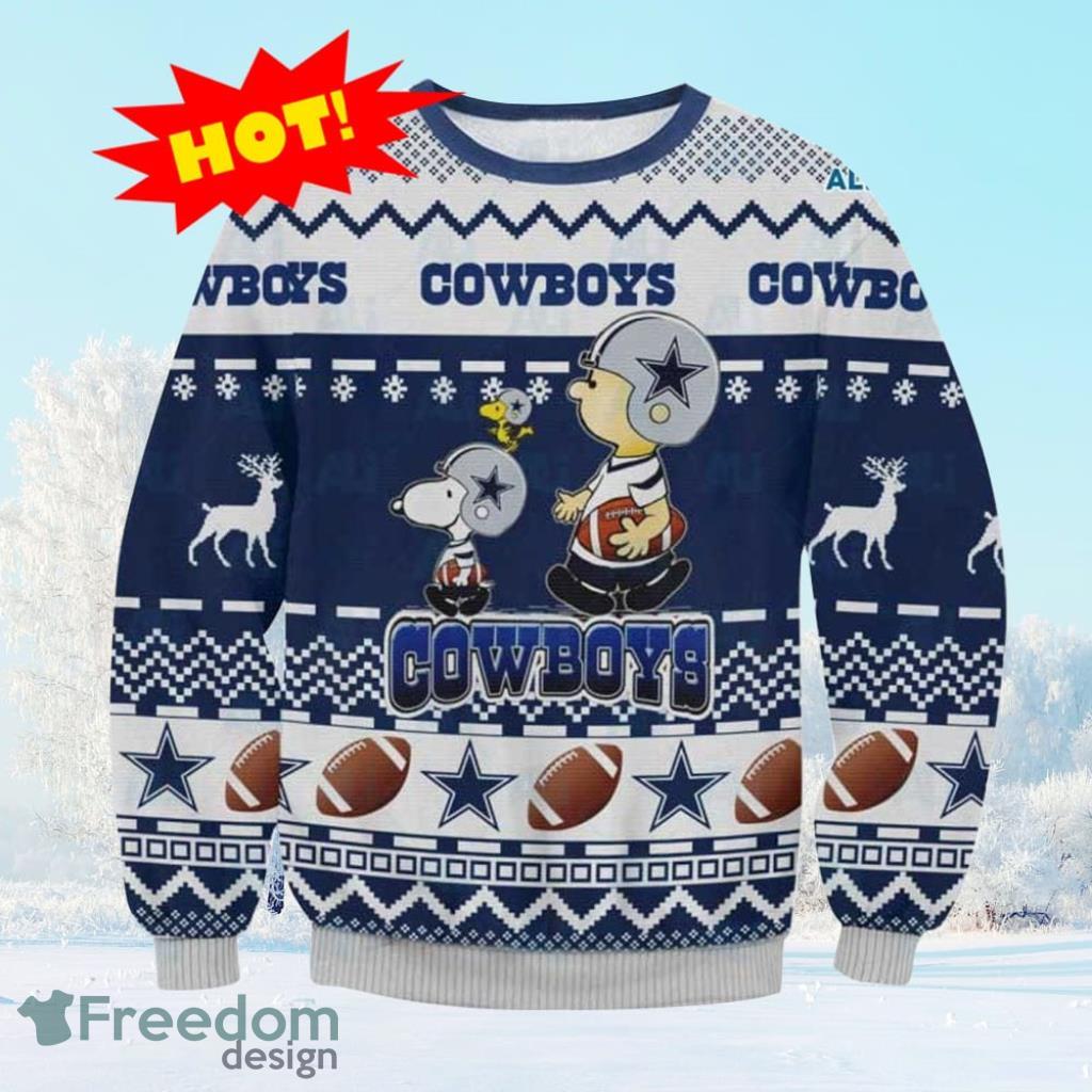 Snoopy Charlie Brown Dallas Cowboys Ugly Christmas Sweater Gift For Men And Women image Snoopy Charlie Brown Dallas Cowboys Ugly Christmas Sweater Gift For Men And Women Product Photo 1