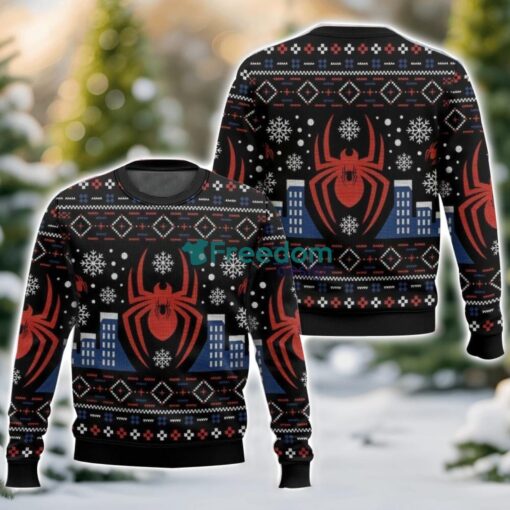 Spiderman,New York Aranea Christmas Ugly Sweater 3D Printed Sweater Christmas Gift Black Sweater - Spiderman,New York Aranea Christmas Ugly Sweater-3