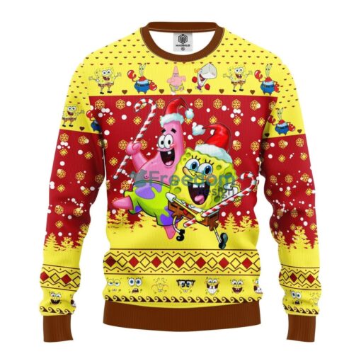 Squarepants Santa Spongebob And Patrick Star Ugly Christmas Sweater Product Photo 1