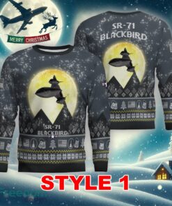 SR-71 Blackbird SR71 Aircraft Moonlight Multi Color Ugly Christmas Sweater Gift Holidays