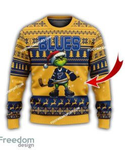 St. Louis Blues Grinch Design Knitted Christmas Sweater AOP Gift For Men And Women