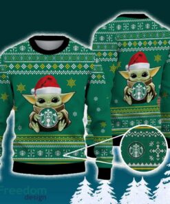 Starbucks Baby Yoda Santa Hat Funny Brands Logo 3D Sweater For Men Women Fans Gift Christmas