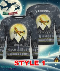 Stearman Aircraft Moonlight Multi Color Ugly Christmas Sweater Gift For Adult