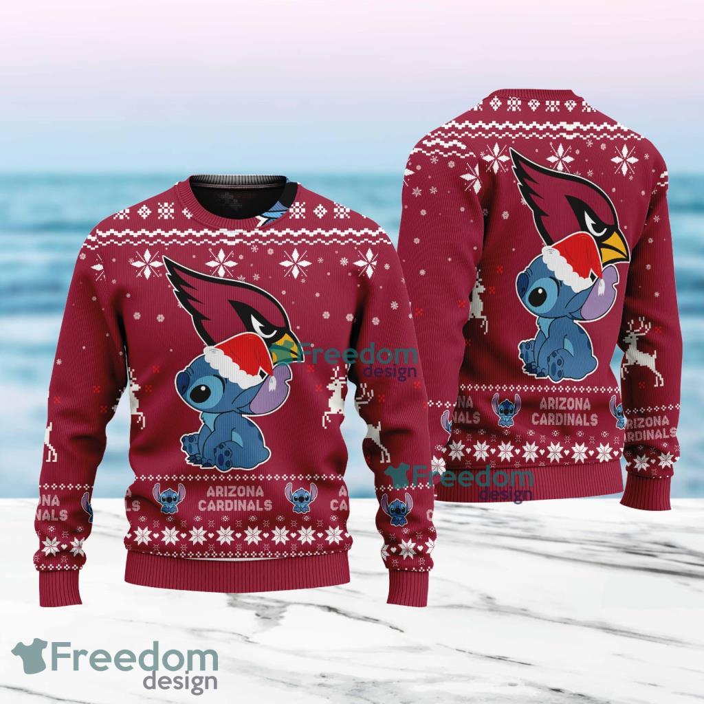 Stitch Merry Chistmas Arizona Cardinals NFL Knitt Ugly Sweater Christmas Gift For Fans image Stitch Merry Chistmas Arizona Cardinals NFL Knitt Ugly Sweater Christmas Gift For Fans Product Photo 1