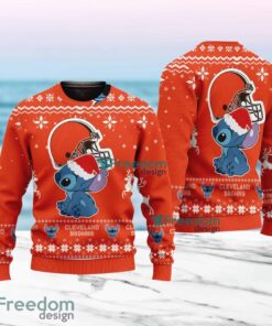 Stitch Merry Chistmas  Cleveland Browns NFL Knitt Ugly Sweater Christmas Gift For Fans
