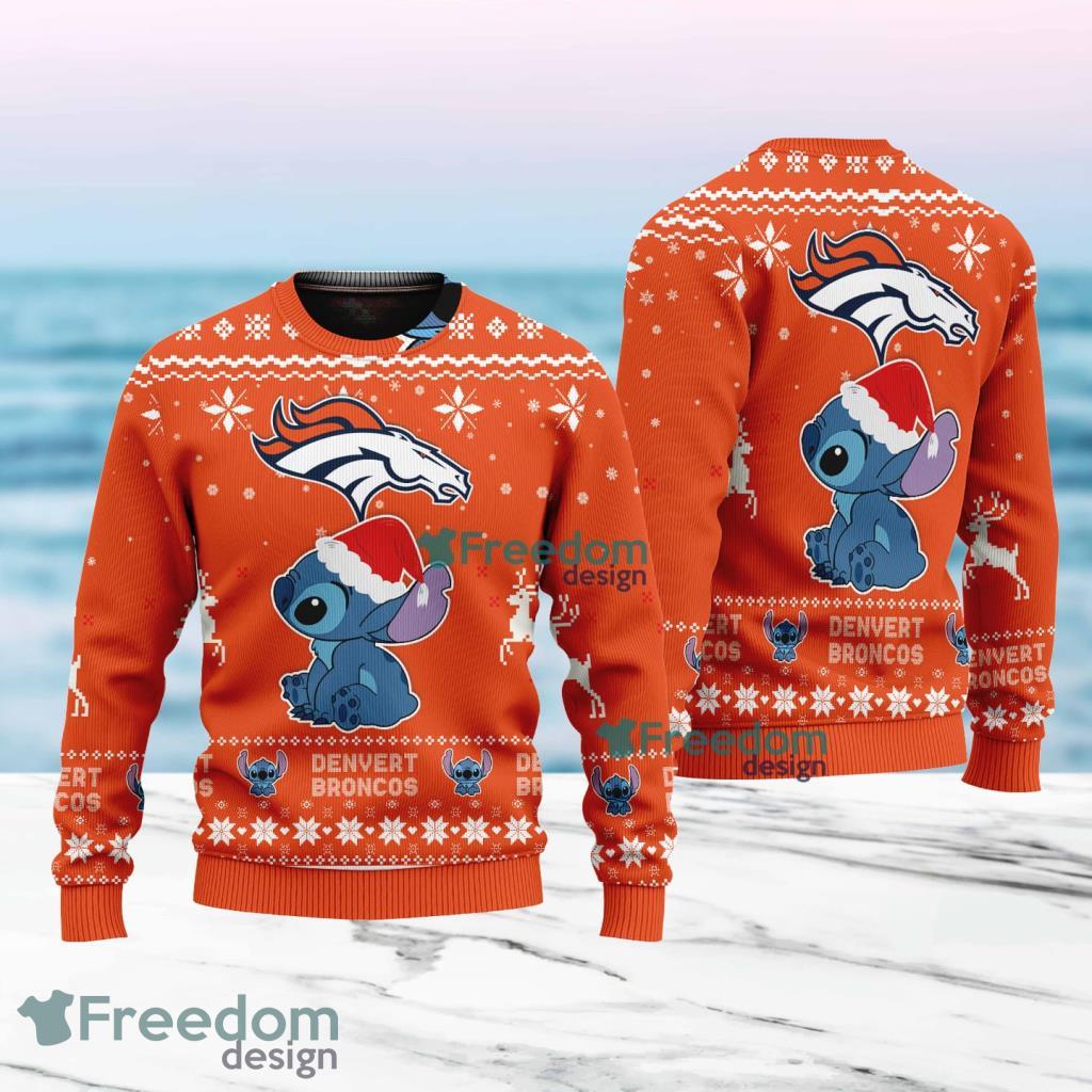 Stitch Merry Chistmas Denver Broncos NFL Knitt Ugly Sweater Christmas Gift For Fans image Stitch Merry Chistmas Denver Broncos NFL Knitt Ugly Sweater Christmas Gift For Fans Product Photo 1