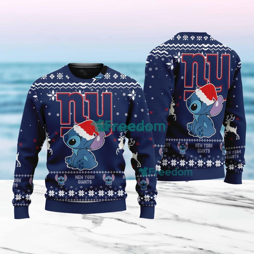 Stitch Merry Chistmas New York Giants NFL Knitt Ugly Sweater Christmas Gift For Fans image Stitch Merry Chistmas New York Giants NFL Knitt Ugly Sweater Christmas Gift For Fans Product Photo 1