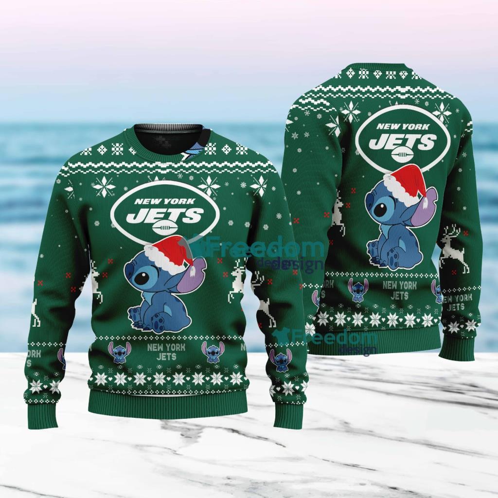 Stitch Merry Chistmas New York Jets NFL Knitt Ugly Sweater Christmas Gift For Fans image Stitch Merry Chistmas New York Jets NFL Knitt Ugly Sweater Christmas Gift For Fans Product Photo 1
