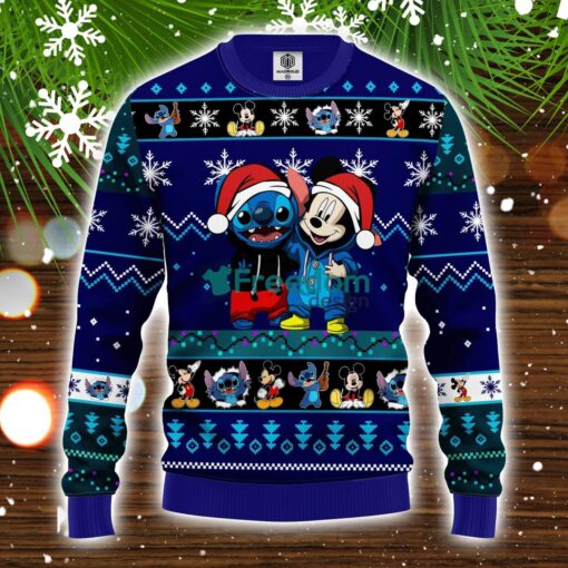 Stitch Mice Ugly Christmas Sweater Blue 1 Amazing Gift Idea Christmas Party Gift Product Photo 1