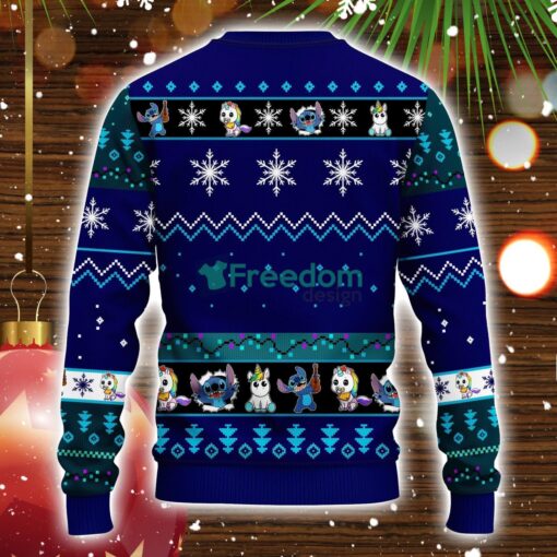 Stitch Unicorn Ugly Christmas Sweater Blue 1 Amazing Gift Idea Christmas Party Gift Product Photo 2