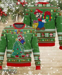 Super Mario Christmas Tree Ugly Sweater Ugly Xmas Sweater Gift Holidays