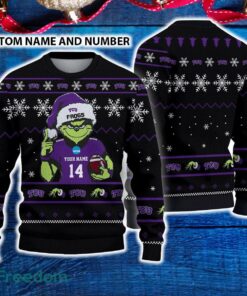 TCU Horned Frogs 3D Ugly Christmas Sweater Grinch Funny Custom Number And Name