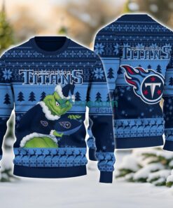 Tennessee Titans Grinch Ugly Christmas Sweater With Team Logo 3D Printed Christmas Sweater Gift