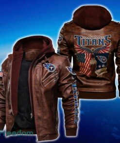 Tennessee Titans NFL Eagle 2D Leather Jacket Black And Brown Color - Tennessee Titans NFL Eagle Leather Jacket_2
