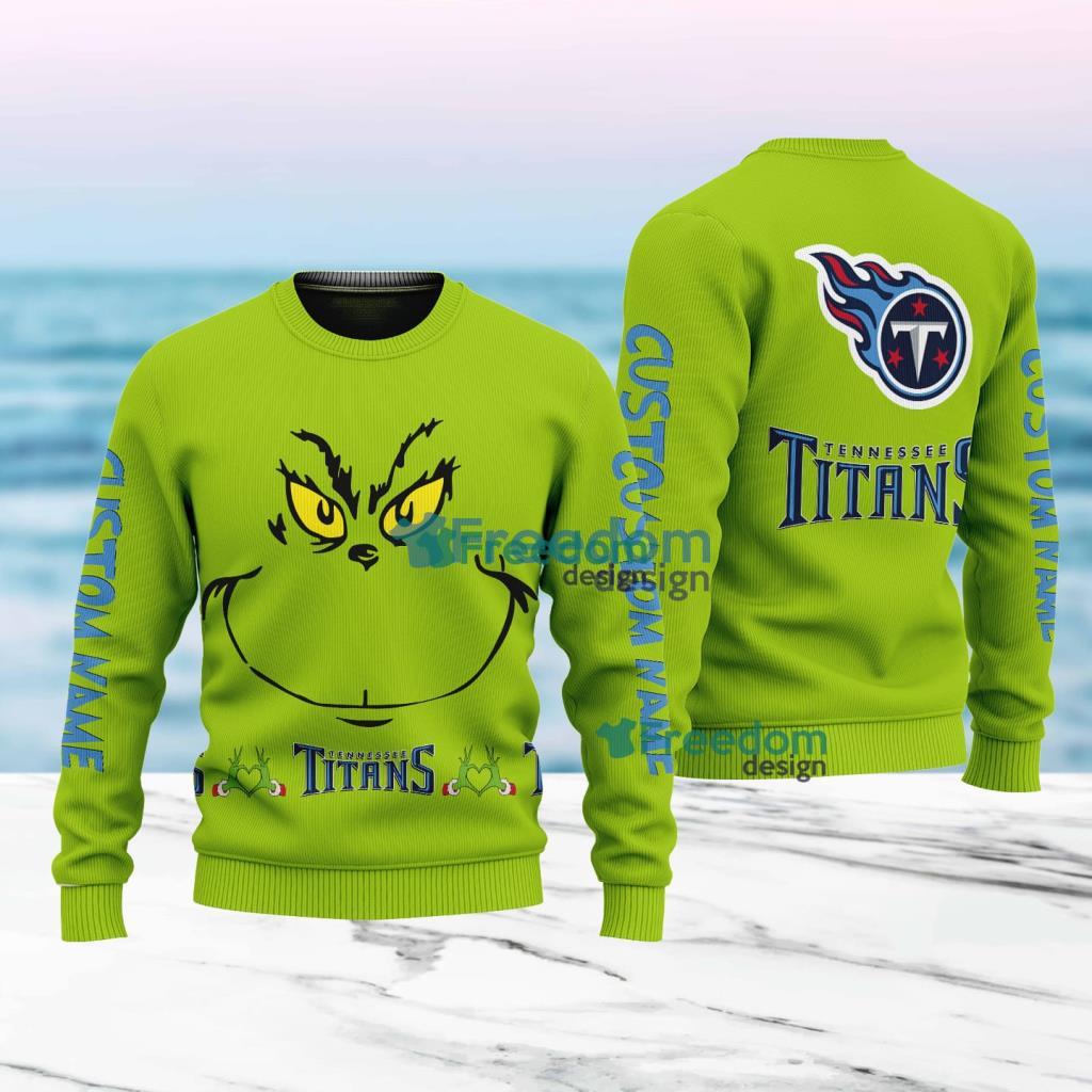 Tennessee Titans NFL Ginch Face Funny Custom Name Ugly Sweater Merry Chistmas Gift For Fans image Tennessee Titans NFL Ginch Face Funny Custom Name Ugly Sweater Merry Chistmas Gift For Fans Product Photo 1