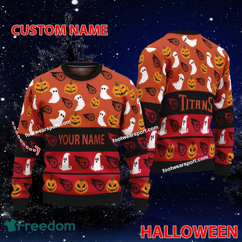 Tennessee Titans Personalized Halloween Ugly Christmas Sweater For Fans image Tennessee Titans Personalized Halloween Ugly Christmas Sweater For Fans - Tennessee Titans Personalized Halloween Ugly Christmas Sweater For Fans