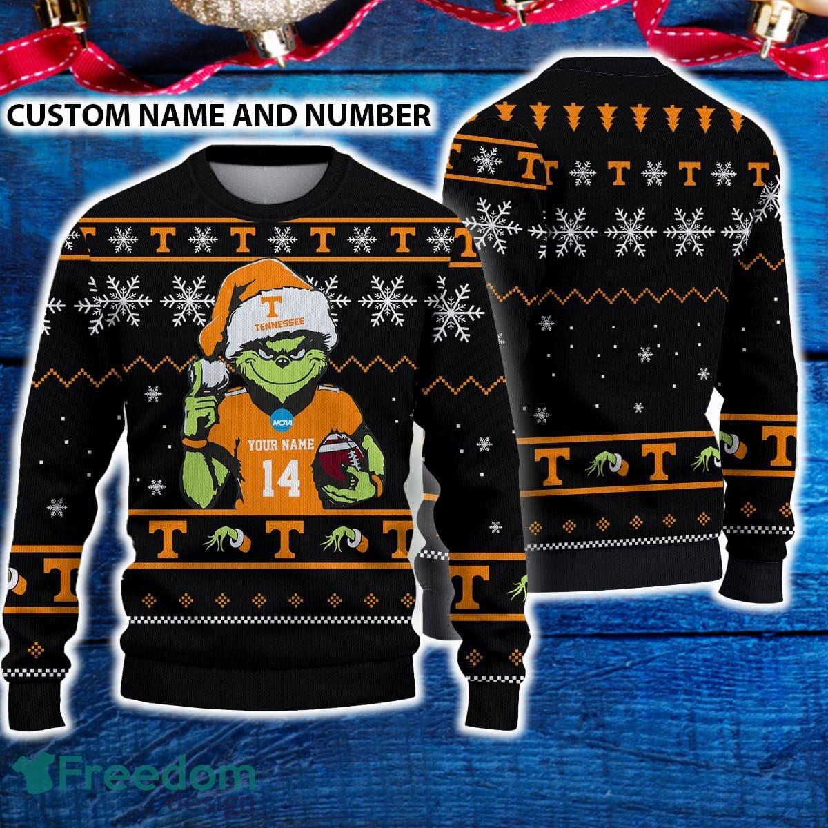 Tennessee Volunteers 3D Ugly Christmas Sweater Grinch Funny Custom Number And Name image Tennessee Volunteers 3D Ugly Christmas Sweater Grinch Funny Custom Number And Name - Tennessee Volunteers 3D Ugly Christmas Sweater Grinch Funny Custom Number And Name