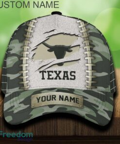 Texas Longhorns 3D Hat And Cap Beach Design Camo Green For Fans Gift Custom Name