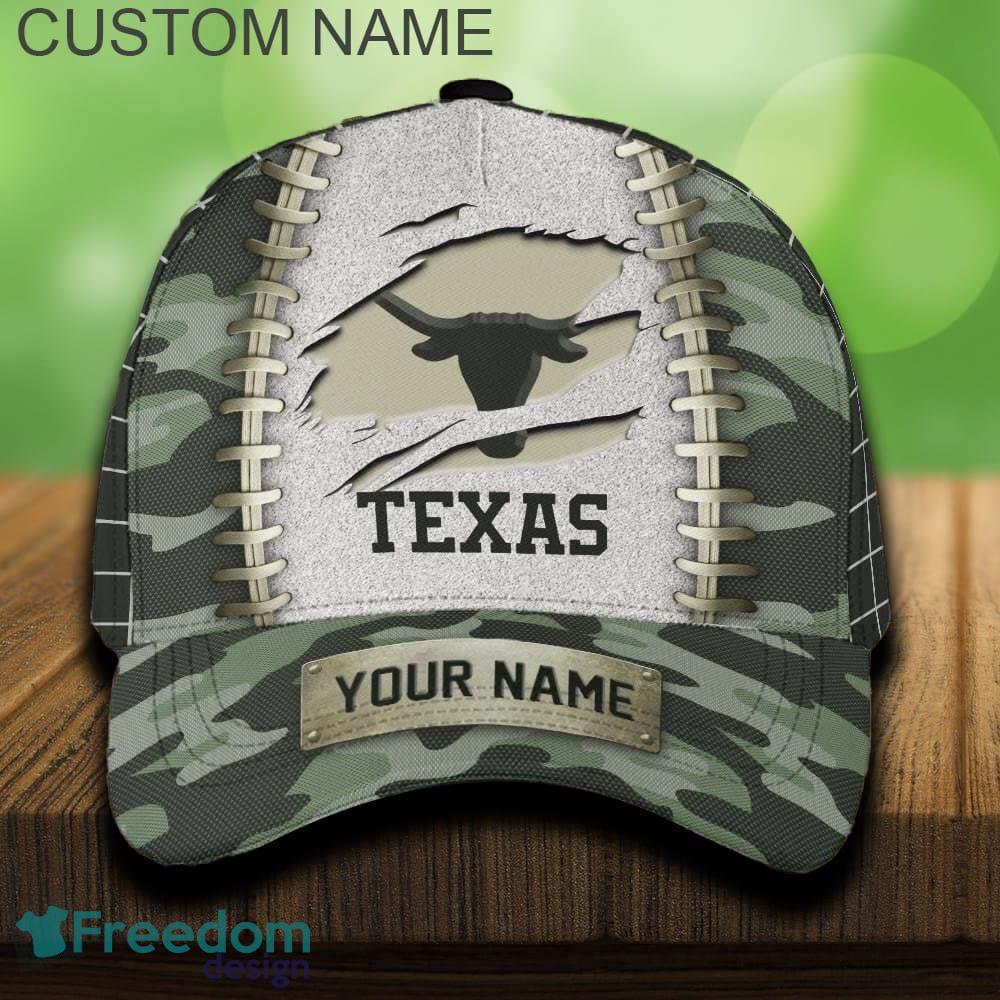 Texas Longhorns 3D Hat And Cap Beach Design Camo Green For Fans Gift Custom Name image Texas Longhorns 3D Hat And Cap Beach Design Camo Green For Fans Gift Custom Name - Texas Longhorns 3D Hat And Cap Camo_1