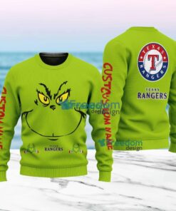 Texas Rangers MLB Ginch Face Funny Custom Name Ugly Sweater Merry Chistmas Gift For Fans